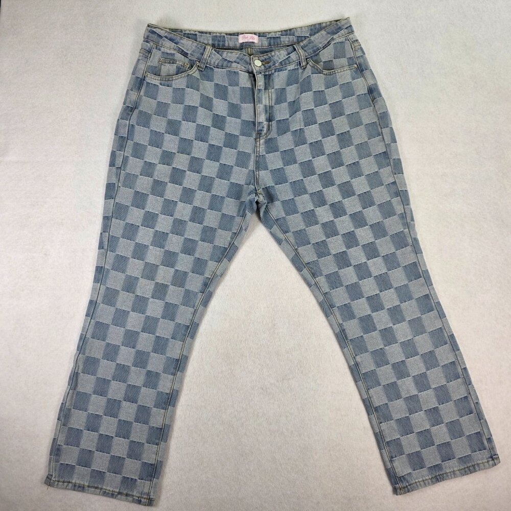 Women's Checkerboard Light Blue Jeans